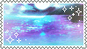 Stamp with sparkling blue and purple water lake