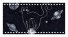 Stamp of a doodle of a cat on a planet