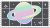 Stamp of pixel rainbow saturn