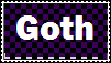 Stamp with black and purple background saying Goth