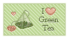 Stamp of green tea bag saying I love green tea