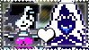 Stamp with Mettaton and Rouxls Kaard with a heart