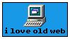 Stamp with pixel computer saying I love old web