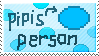 Stamp of a blue egg with text pointing to it: pipi's person
