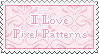 Stamp saying I love pixel patterns