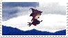 Stamp of Madotsuki from Yume Nikki on a witch broom