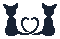 Two black cat's tails making a heart pixel