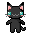 Black cat jumping pixel
