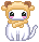 White cat in a sheep hat pixel