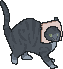 Grey tabby with it's face in bread pixel
