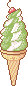 Green tea swirl ice cream cone pixel