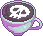 Purple cup with skull latte art pixel