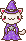 Kitty in purple witch costume pixel