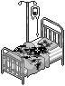 Monochrome bloody hospital bed pixel