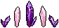 Dark purple and pastel pink crystals